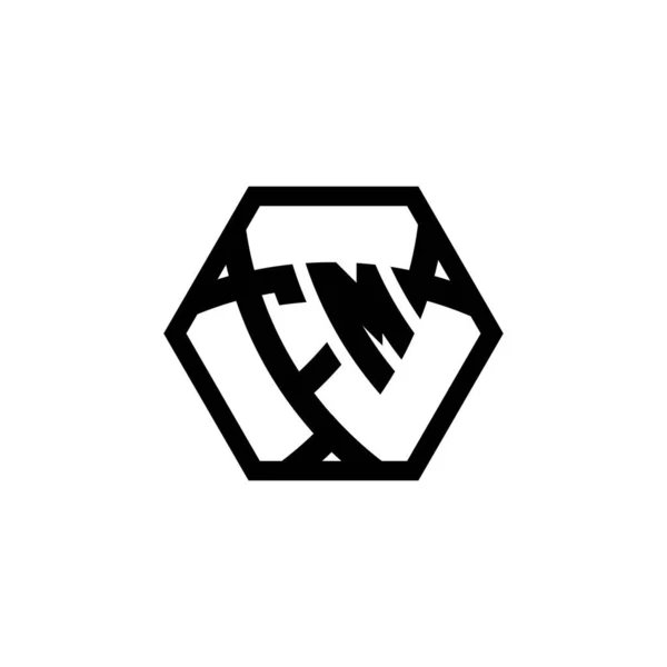 Carta Logotipo Monograma Com Forma Escudo Triângulo Hexagonal Arredondado Logotipo — Vetor de Stock