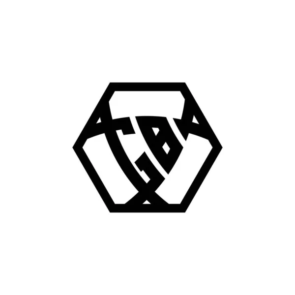 Monograma Logotipo Letra Com Forma Escudo Triângulo Hexagonal Arredondado Logotipo — Vetor de Stock