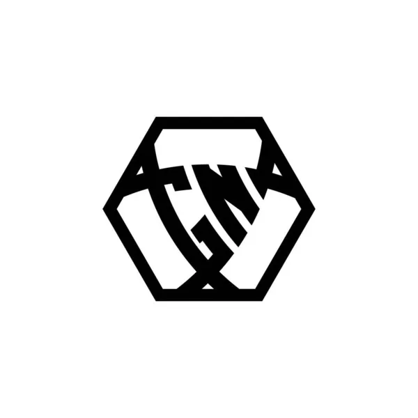 Monogram Logo Letra Con Forma Escudo Triangular Redondeado Hexagonal Logo — Vector de stock