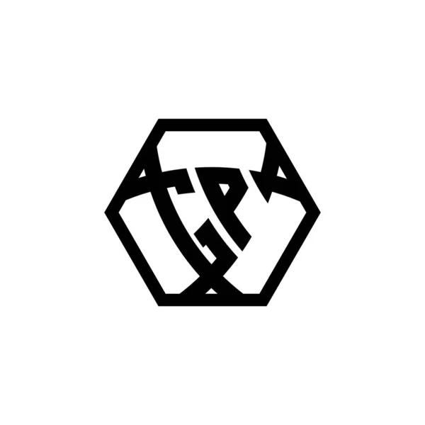 Monogram Λογότυπο Γράμμα Τριγωνικό Σχήμα Ασπίδα Εξαγωνικό Στρογγυλεμένο Μονόγραμμα Τριγωνικού — Διανυσματικό Αρχείο