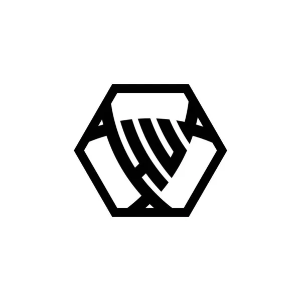 Monogram Logo Letter Met Driehoekig Schild Vorm Zeshoekig Afgerond Driehoek — Stockvector
