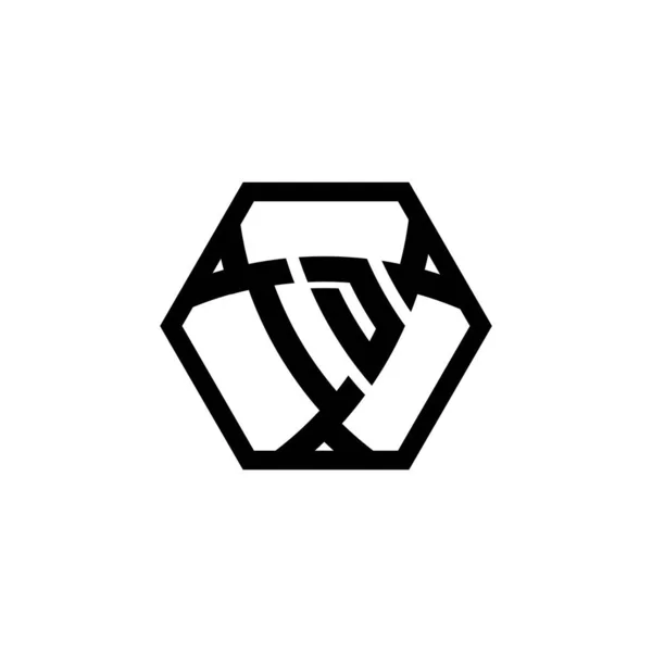 Logo Monogramu Písmeno Trojúhelníkovým Tvarem Štítu Šestiúhelníkové Zaoblené Logo Trojúhelníkového — Stockový vektor