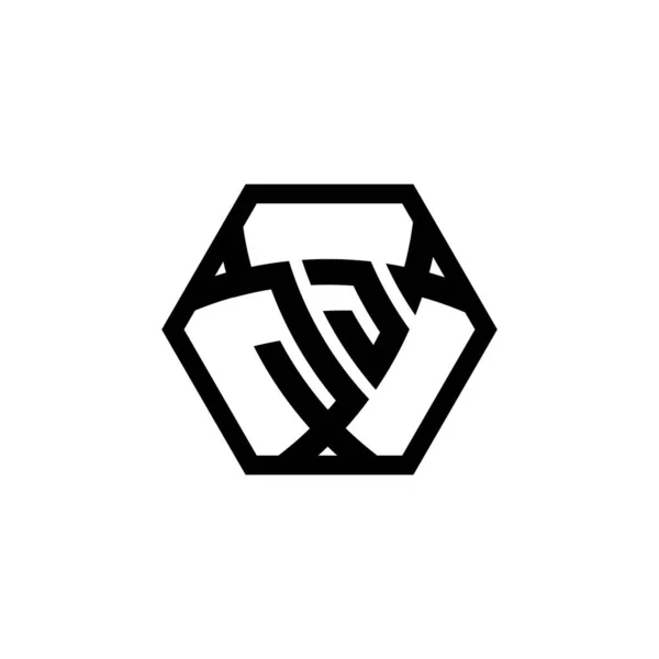 Logo Monogramu Sześciokątnym Kształtem Tarczy Trójkątnej Zaokrąglone Logo Trójkąta Logo — Wektor stockowy
