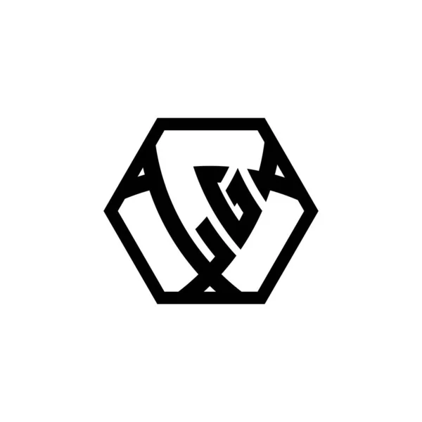 Monogram Logotyp Bokstav Med Triangeln Sköld Form Sexkantiga Rundade Triangel — Stock vektor