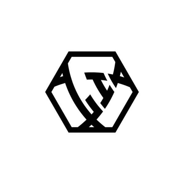 Litera Logo Monogram Sześciokątnym Kształtem Tarczy Trójkątnej Zaokrąglona Logo Trójkąta — Wektor stockowy