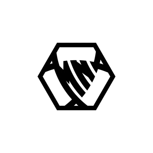 Буква Логотипа Monogram Шестиугольной Розой Треугольной Формы Логотип Монограммы Треугольника — стоковый вектор