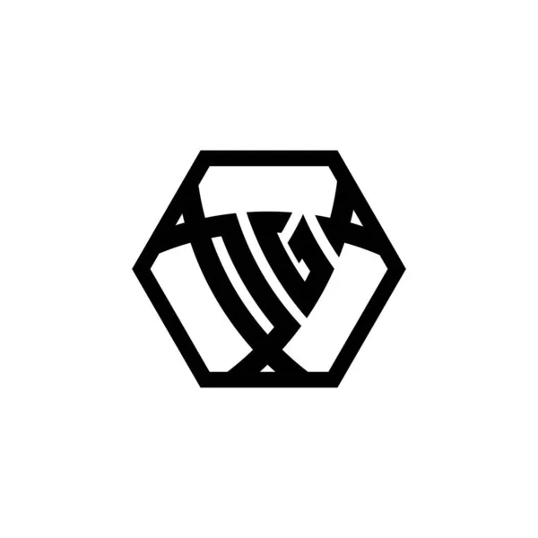 Monogram Logo Písmeno Trojúhelníkovým Tvarem Štítu Šestiúhelníkové Zaoblené Logo Trojúhelníkového — Stockový vektor