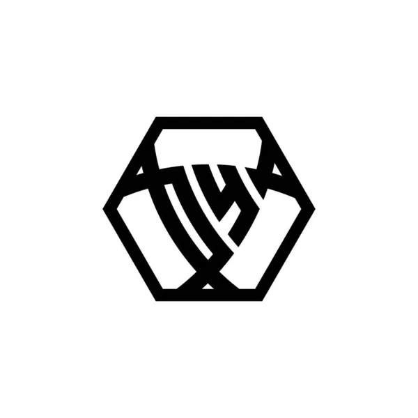 Monogram Litery Trójkątnym Kształcie Tarczy Sześciokątne Zaokrąglone Logo Trójkąta Logo — Wektor stockowy