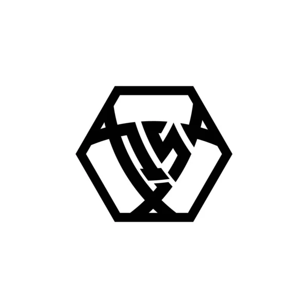 Litera Logo Monogram Trójkątnym Kształtem Tarczy Sześciokątnej Zaokrąglona Logo Trójkąta — Wektor stockowy
