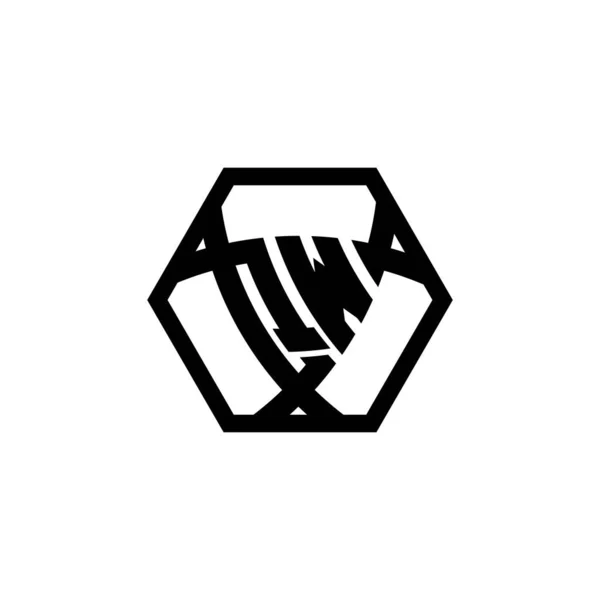 Üçgen Kalkanlı Altıgen Yuvarlak Monogram Logo Harfi Üçgen Monogram Logosu — Stok Vektör