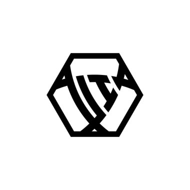 Altıgen şekilli üçgen yuvarlak UI monogram logo harfi. Üçgen monogram logosu, kalkan monogramı, üçgen kalkan harfi..