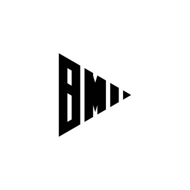 BM Monogram logo harfi ile izole edilmiş arkaplanda üçgen oynatma düğmesi biçimi. Üçgen monogram logosu, üçgen oynatma logosu harfi.