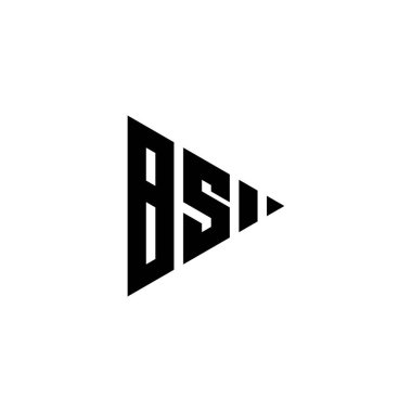 BS Monogram logo harfi, izole arkaplanda üçgen oynatma düğmesi biçimi var. Üçgen monogram logosu, üçgen oynatma logosu harfi.