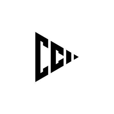 İzole edilmiş arkaplanda üçgen oynatma biçimi olan CC Monogram logo harfi. Üçgen monogram logosu, üçgen oynatma logosu harfi.
