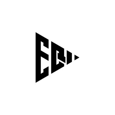 EQ Monogram logo harfi, izole edilmiş arkaplanda üçgen oynatma düğmesi biçimi var. Üçgen monogram logosu, üçgen oynatma logosu harfi.
