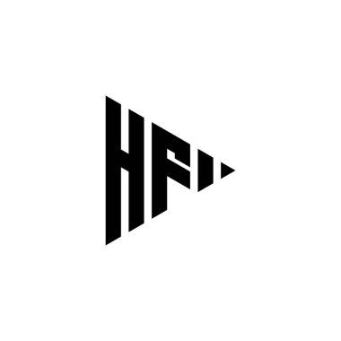 İzole edilmiş arkaplanda üçgen oynatma biçimi olan HF Monogram logo harfi. Üçgen monogram logosu, üçgen oynatma logosu harfi.