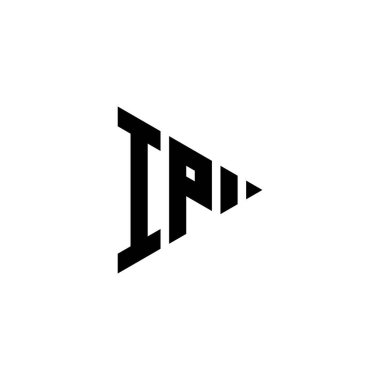İzole edilmiş arkaplanda üçgen oynatma biçimi olan IP Monogram logo harfi. Üçgen monogram logosu, üçgen oynatma logosu harfi.