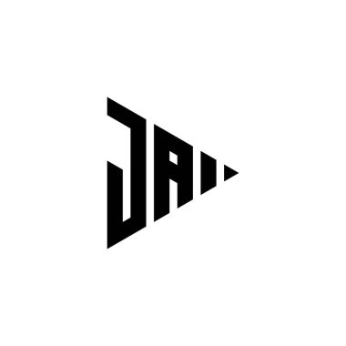JA Monogram logo harfi, izole edilmiş arkaplanda üçgen oynat düğmesi biçimi var. Üçgen monogram logosu, üçgen oynatma logosu harfi.