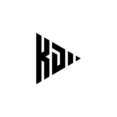İzole edilmiş arkaplanda üçgen oynatma biçimi olan KD Monogram logo harfi. Üçgen monogram logosu, üçgen oynatma logosu harfi.