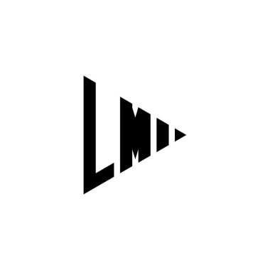 LM Monogram logo harfi, izole edilmiş arkaplanda üçgen oynatma düğmesi biçimi var. Üçgen monogram logosu, üçgen oynatma logosu harfi.