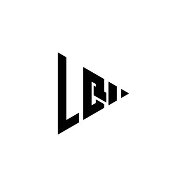 LQ Monogram logo harfi ile izole edilmiş arkaplanda üçgen oynat düğmesi şekli var. Üçgen monogram logosu, üçgen oynatma logosu harfi.