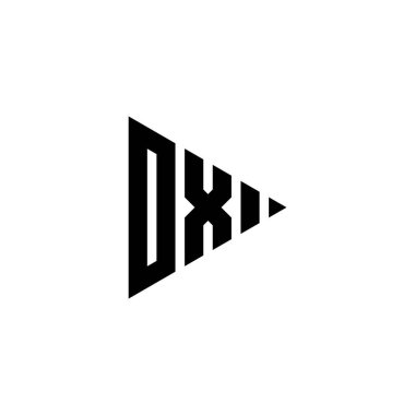 OX Monogram logo harfi, izole edilmiş arkaplanda üçgen oynatma düğmesi biçimi var. Üçgen monogram logosu, üçgen oynatma logosu harfi.