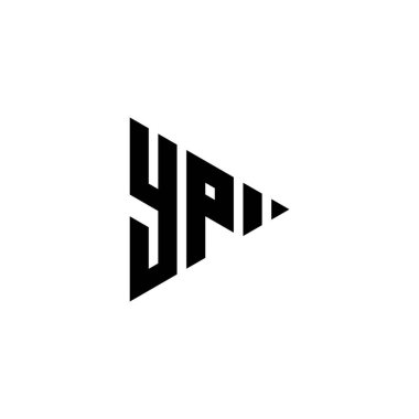 YP Monogram logo harfi, izole edilmiş arkaplanda üçgen oynat düğmesi biçimi var. Üçgen monogram logosu, üçgen oynatma logosu harfi.
