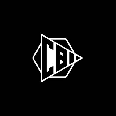 Üçgen oynatma düğmesi şekilli altıgen yuvarlak CB Monogram logo harfi. Üçgen çember monogram logosu, üçgen kalkan logosu harfi.