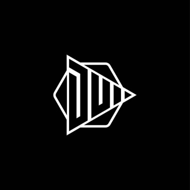 Üçgen tuşlu, altıgen şeklinde yuvarlanmış Monogram logo harfi. Üçgen çember monogram logosu, üçgen kalkan logosu harfi.