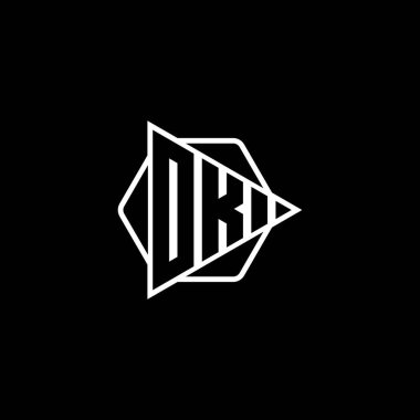 Üçgen oynatma düğmesi şekilli altıgen yuvarlak harfli monogram logo harfi. Üçgen çember monogram logosu, üçgen kalkan logosu harfi.