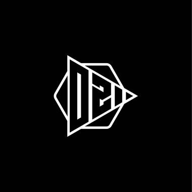 OZ Monogram logo harfinin üçgen tuşlu şekli altıgen yuvarlak. Üçgen çember monogram logosu, üçgen kalkan logosu harfi.