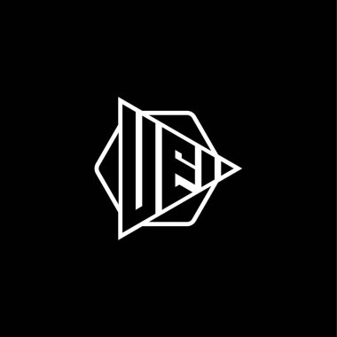 UE Monogram logo harfi, üçgen tuşlu, altıgen şeklinde yuvarlanmış. Üçgen çember monogram logosu, üçgen kalkan logosu harfi.