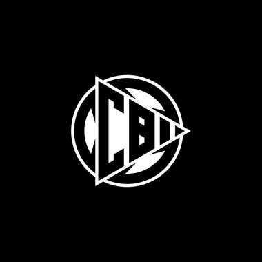 Üçgen oyun biçimli CB Monogram logo harfi ve izole arkaplanda yuvarlak biçimli daire şeklinde. Üçgen çember monogram logosu, üçgen çalma düğmesi logosu harfi.