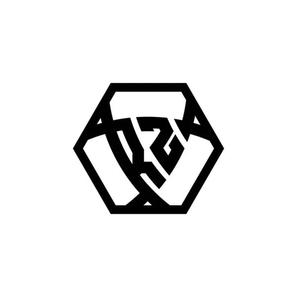 Monogram Logo Letter Met Driehoekig Schild Vorm Zeshoekig Afgerond Driehoek — Stockvector
