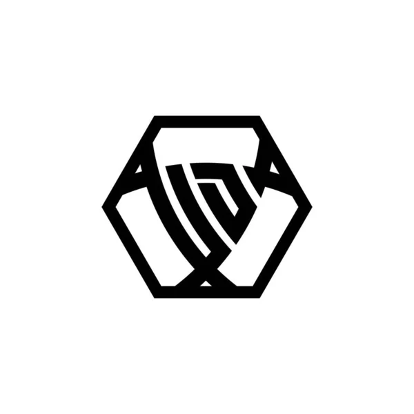 Litera Logo Monogramu Trójkątną Tarczą Sześciokątną Zaokrągloną Logo Trójkąta Logo — Wektor stockowy