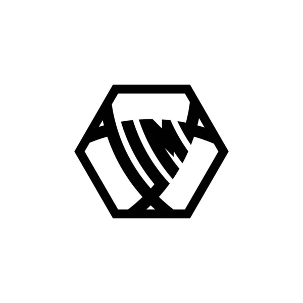 Üçgen Kalkanlı Altıgen Yuvarlak Şekilli Monogram Logo Harfi Üçgen Monogram — Stok Vektör