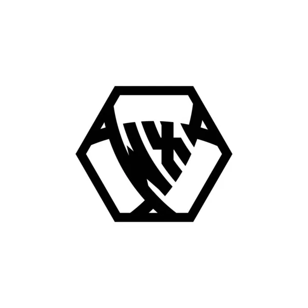 Monogram Logo Lettre Avec Triangle Bouclier Forme Hexagonale Arrondie Logo — Image vectorielle