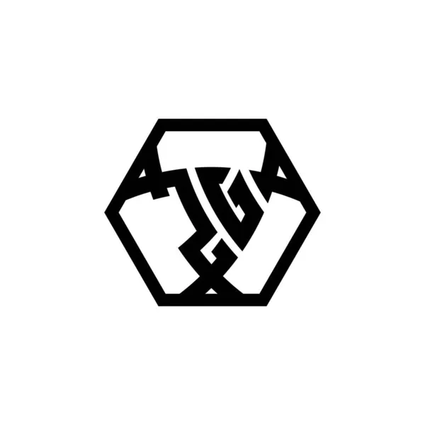 Litera Logo Monogram Trójkątnym Kształtem Tarczy Sześciokątnej Zaokrąglona Logo Trójkąta — Wektor stockowy