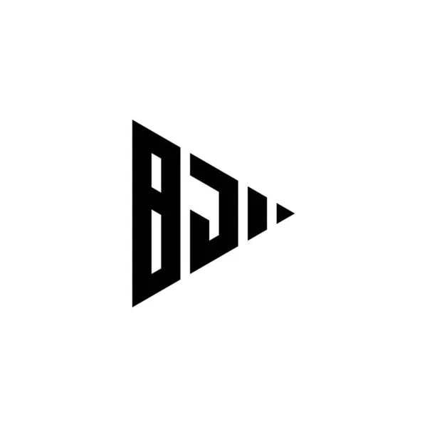Bj单字标识字母与三角形播放按钮形状风格在孤立的背景 三角字母组合标识 三角游戏标识字母 — 图库矢量图片