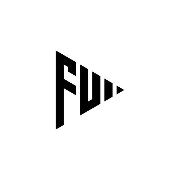 带有三角形的Fu字母组合标识字母在孤立的背景下播放按钮形状风格 三角字母组合标识 三角游戏标识字母 — 图库矢量图片
