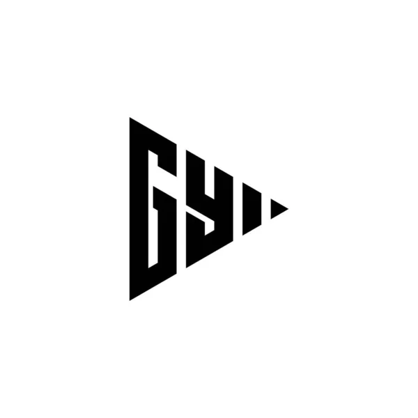 Gy孤立した背景に三角形の再生ボタン形状のスタイルとモノグラムのロゴの手紙 三角形のモノグラムロゴ 三角形の再生ロゴ文字 — ストックベクタ
