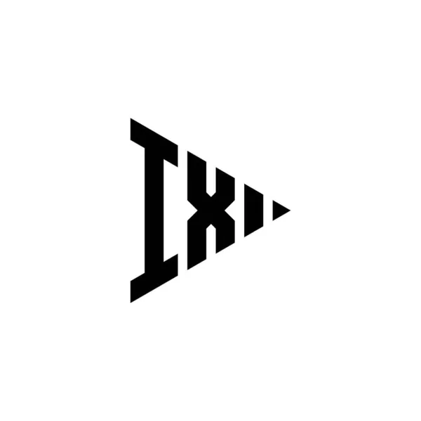 独立した背景に三角形の再生ボタン形状のスタイルを持つIxのモノグラムロゴの手紙 三角形のモノグラムロゴ 三角形の再生ロゴ文字 — ストックベクタ