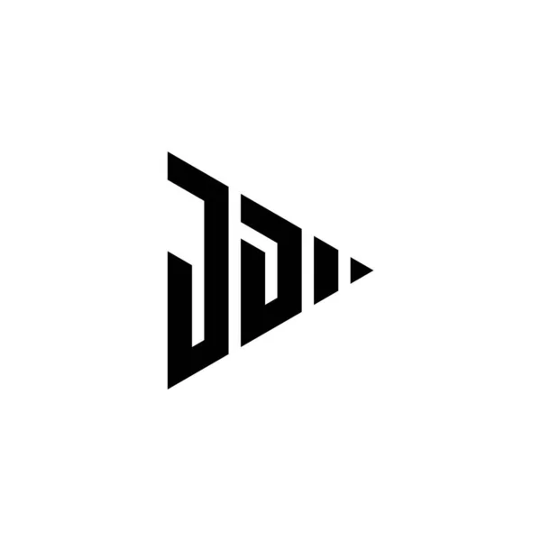 Jd主题图标识字母与三角形播放按钮形状风格在孤立的背景 三角字母组合标识 三角游戏标识字母 — 图库矢量图片