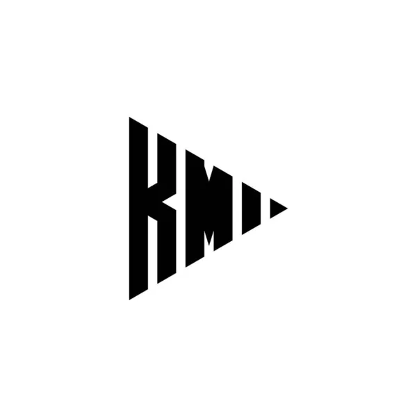 Monogram Logo Harfi Ile Izole Edilmiş Arkaplanda Üçgen Oynatma Düğmesi — Stok Vektör