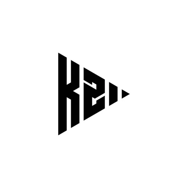 Kz独立した背景に三角形の再生ボタン形状のスタイルを持つモノグラムのロゴ文字 三角形のモノグラムロゴ 三角形の再生ロゴ文字 — ストックベクタ