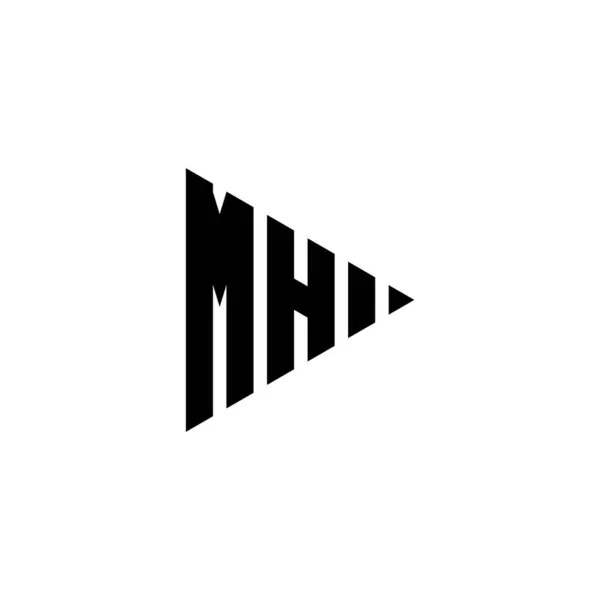 Mh单字标识字母与三角形播放按钮形状风格在孤立的背景 三角字母组合标识 三角游戏标识字母 — 图库矢量图片