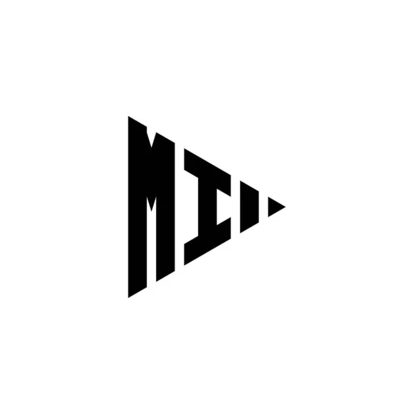 Monogram Logo Lettre Avec Triangle Style Bouton Lecture Sur Fond — Image vectorielle