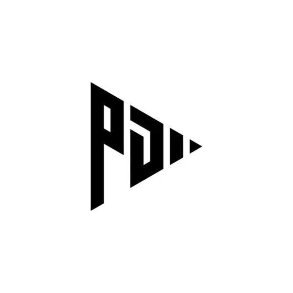 Pd主题图标识字母与三角形播放按钮形状风格在孤立的背景 三角字母组合标识 三角游戏标识字母 — 图库矢量图片