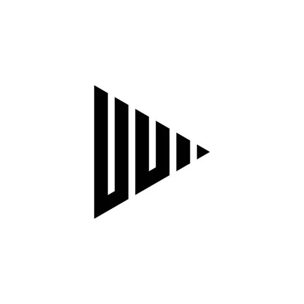 Uuモノグラムのロゴ文字は 独立した背景に三角再生ボタンの形状スタイルを持ちます 三角形のモノグラムロゴ 三角形の再生ロゴ文字 — ストックベクタ