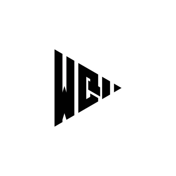 Monogram Logo Lettera Con Triangolo Stile Forma Pulsante Riproduzione Sfondo — Vettoriale Stock